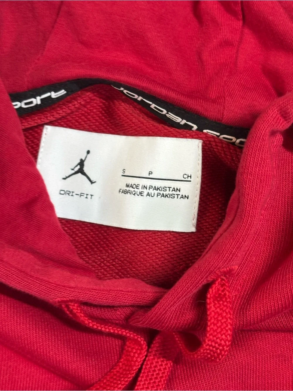 Jordan Red Hooded Sweatshirt with Small Jumpman Logo